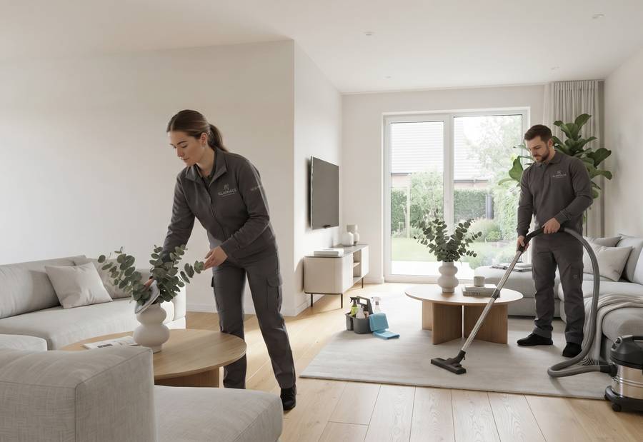 Reinigungsteam bei der Wohnungsreinigung
