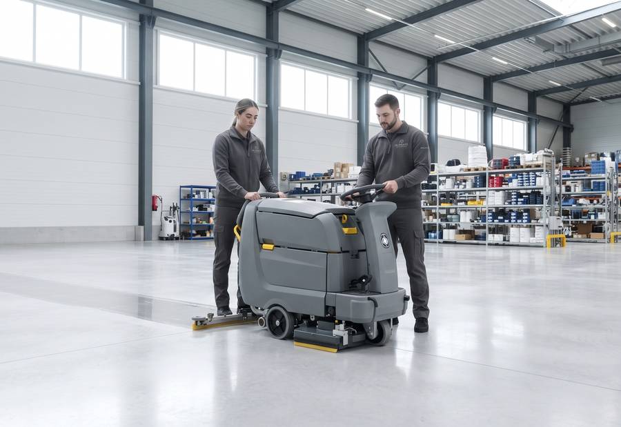 Bodenreinigung in einer Produktionshalle